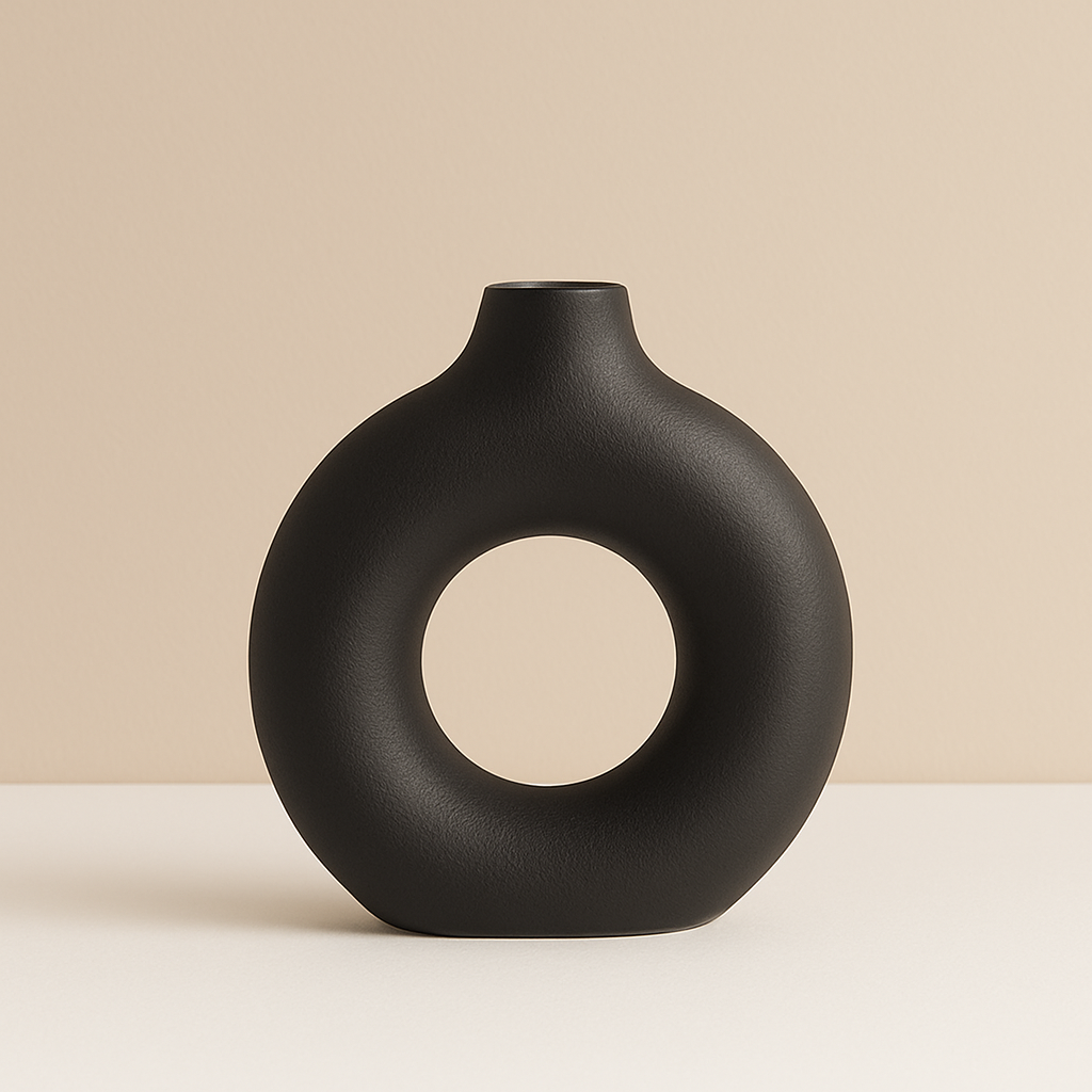 Wazon „Loop” – minimalistyczny donut (czarny)