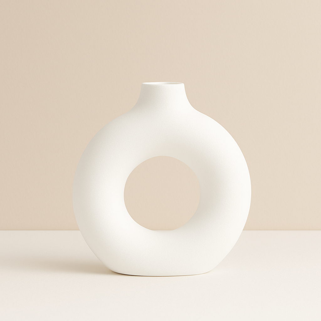 Wazon „Loop” – minimalistyczny donut (biały)