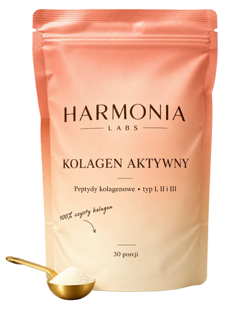Opakowanie Harmonia Labs Kolagen Aktywny, 450 g, ze złotą miarką