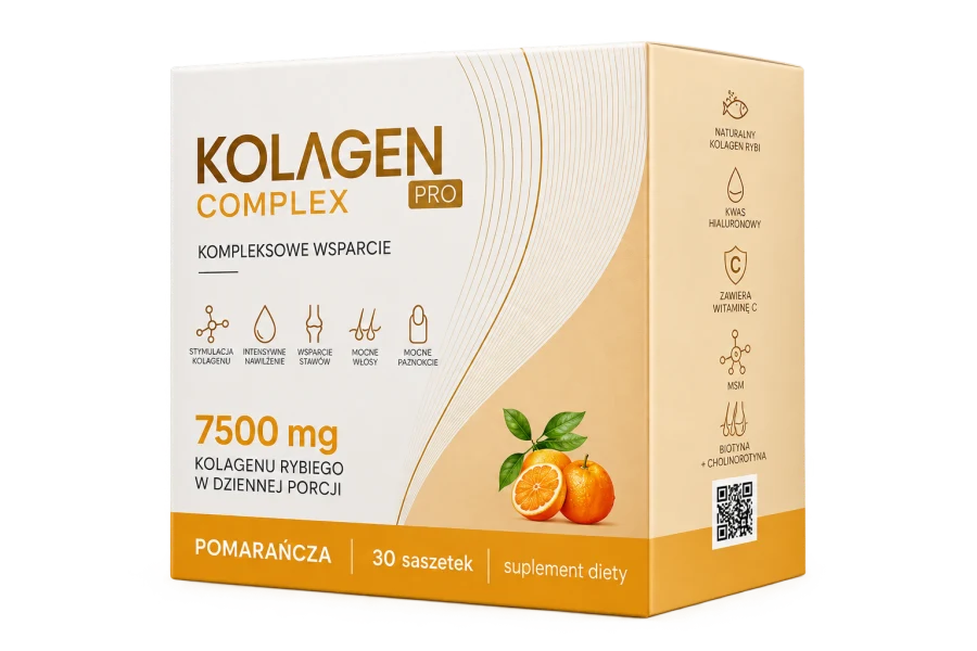 Opakowanie Kolagen Pro Complex 7500 mg, 30 saszetek, smak pomarańczowy